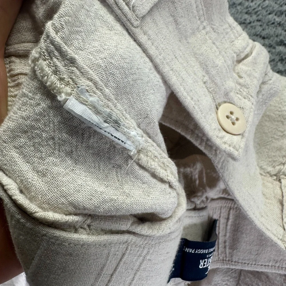 VTG Hollister‎ Pant Womens L Beige Cargo Straight Utility Workwear Baggy Stretch